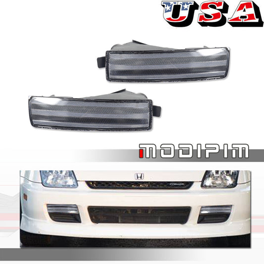 Pair of Clear Bumper Park Signal Light Housings for 1997 - 2001 for Honda Prelude- v