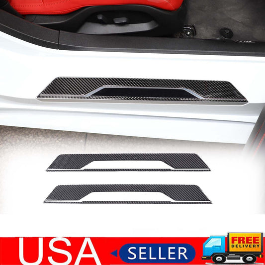 Carbon fiber door and window protective pads, wear-resistant decorative stickers for Corvette C8 20-23