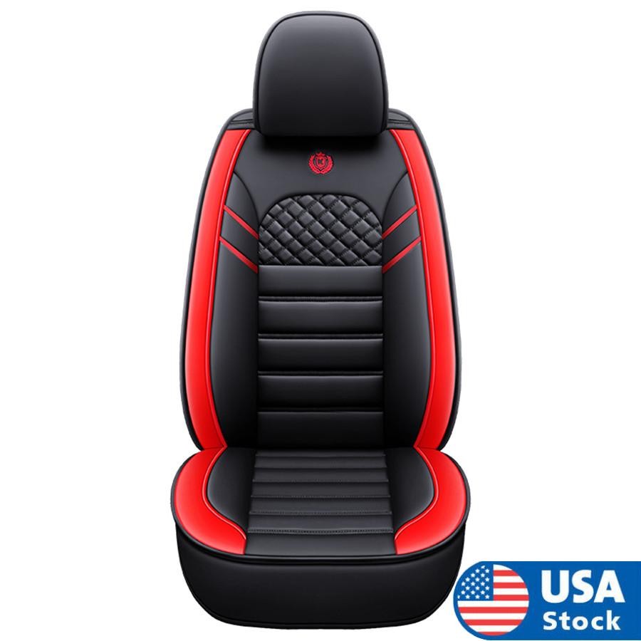Black Red Stripe Wear-resistant PU 5D Surround Breathable Auto Car for Seat Covers Q