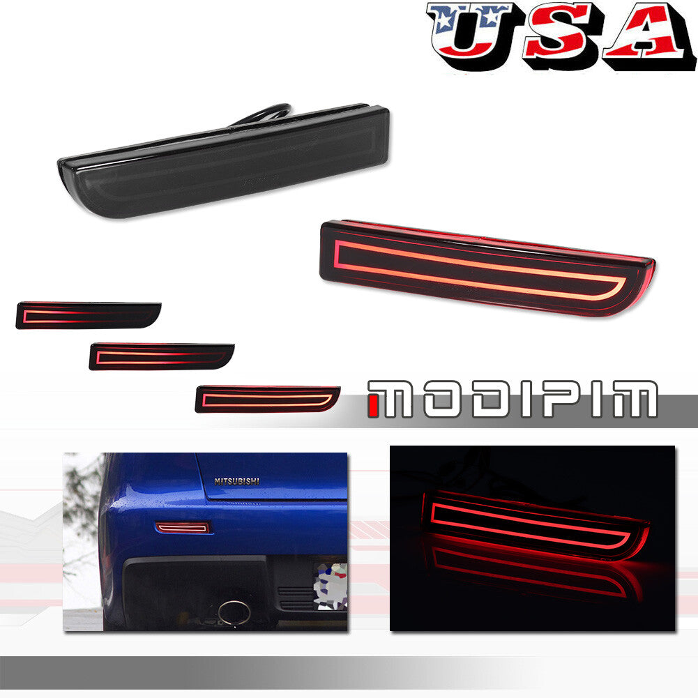 2pcs LED Bumper Reflector for Lancer Evo Smoke Brake Turn Signal Light - v