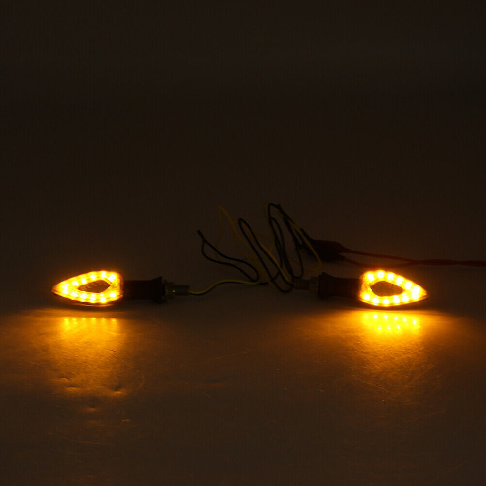 Pair 12V LED Turn Signal Indicator Blinker Amber Light Lamps Snake Universal