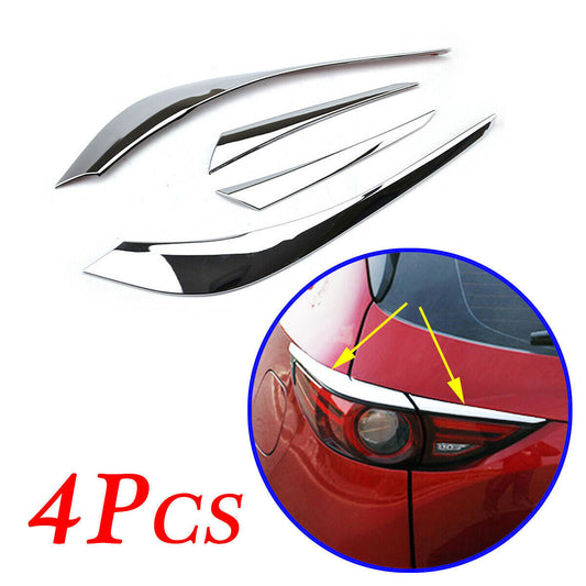 Chrome Rear Tail Fog Light Eyebrow Cover Trim Strip for Mazda CX5 2017-21 Parts