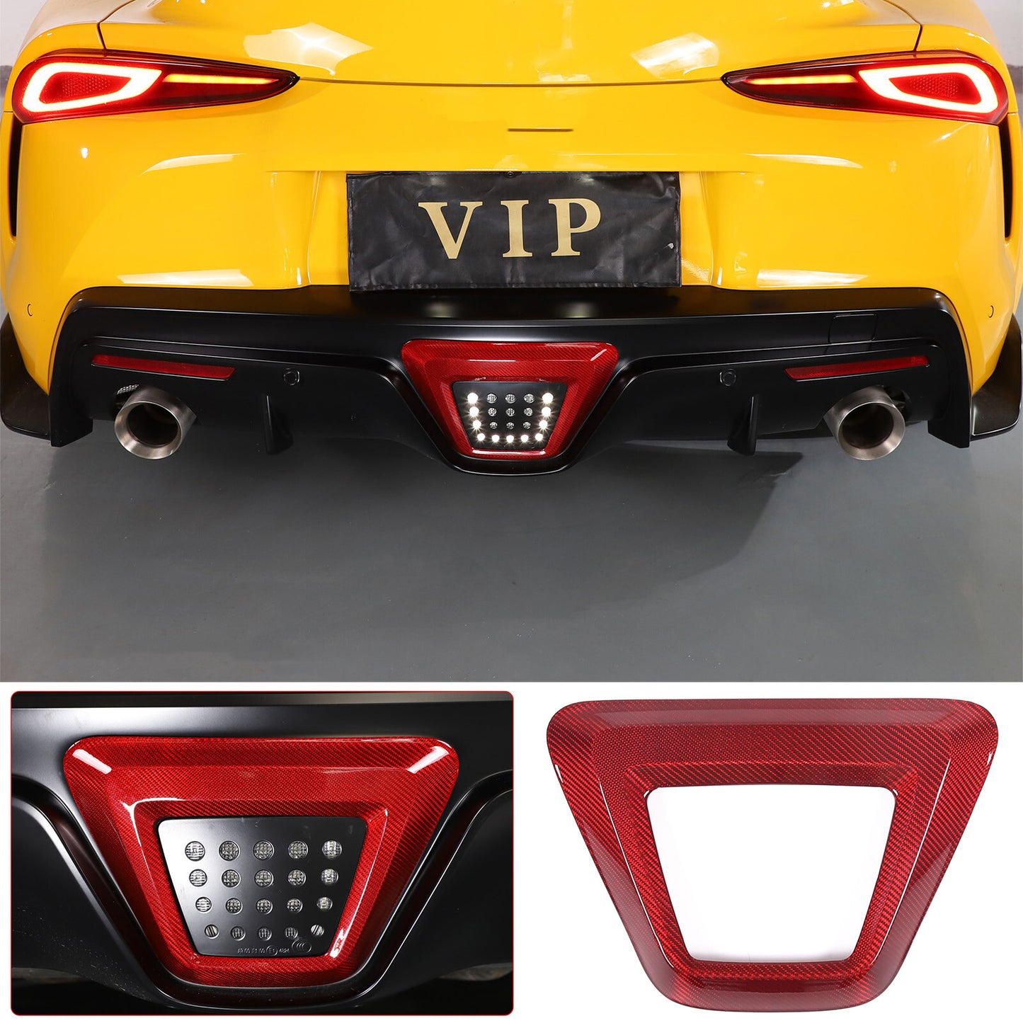 Red carbon fiber rear lower brake light bezel for Supra A90 MK5 2019-2022