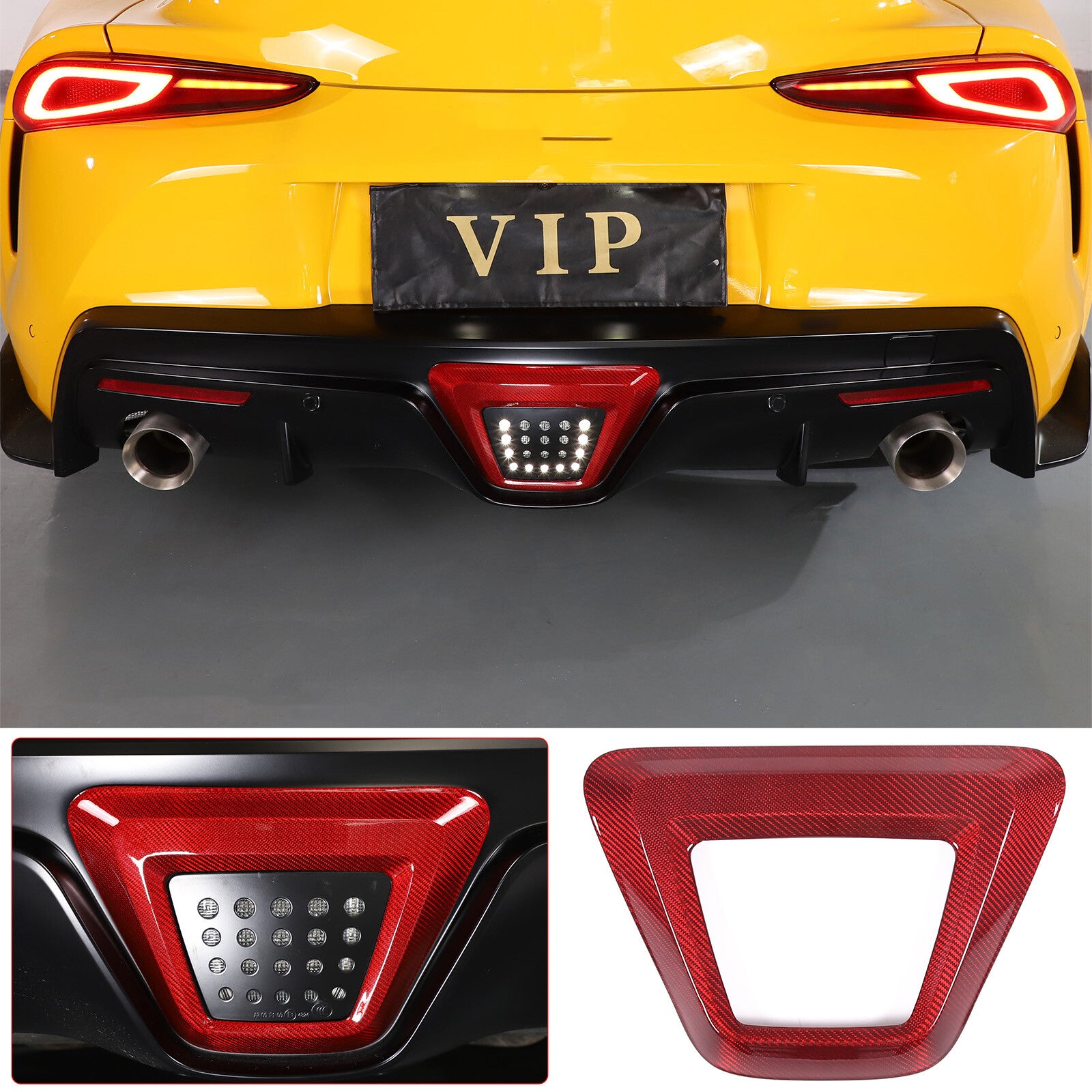 Red carbon fiber rear lower brake light bezel for Supra A90 MK5 2019-2022