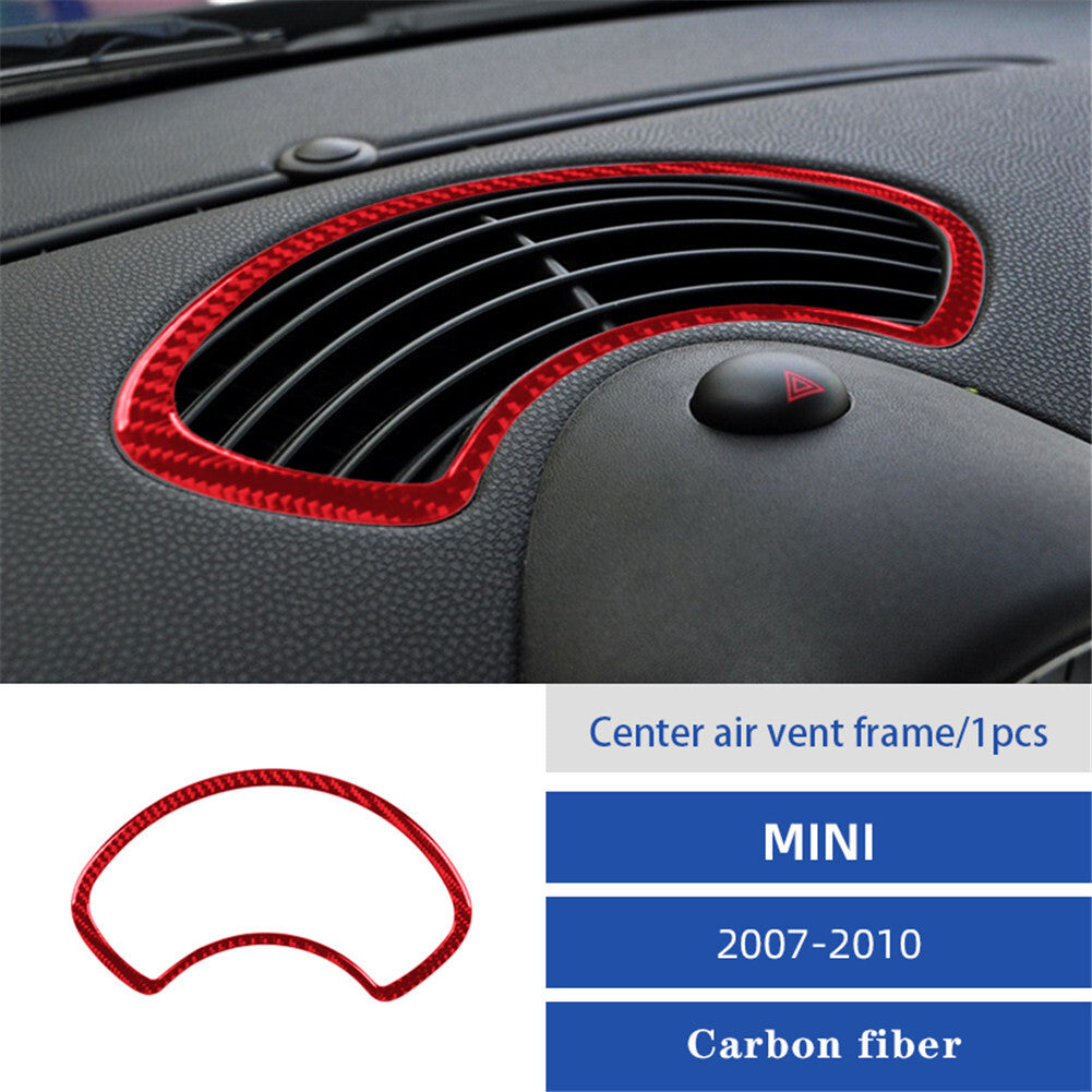 Red Interior Carbon Fiber Center Air Vent Trim Cover for MINI Cooper 2007-2011
