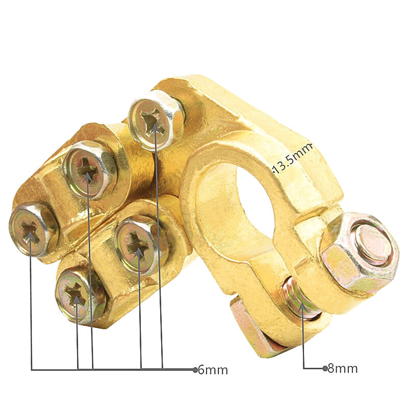 2x Solid Brass Heavy Duty Battery Top Post Cable Termination Wire Terminal 5 Screws n