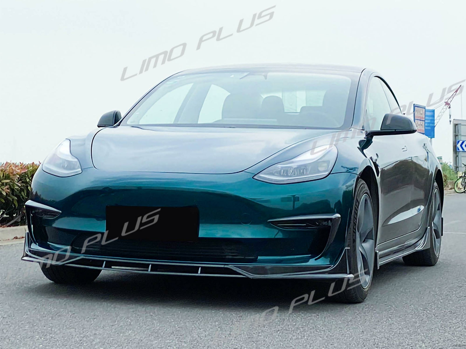 For 2017-2023 for Tesla Model 3 Cabon Fiber ABS Front Bumper Lip Spoiler Splitter Q