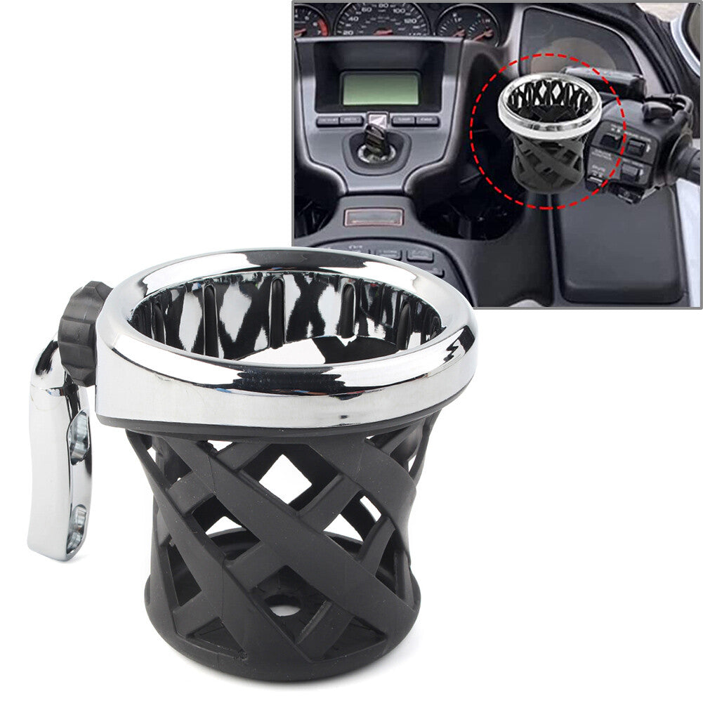 Chrome Handlebar Cup Holder W/ Mesh Basket Fit for Harley Fit GL1800 01-17 Q