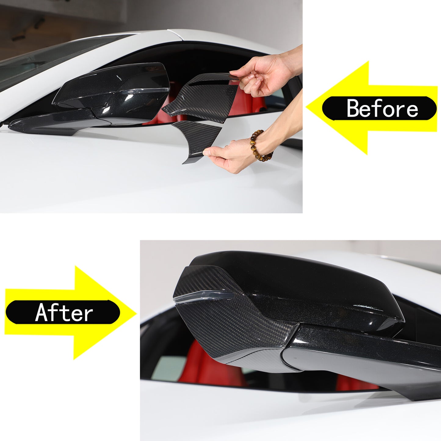 Carbon fiber side mirror cover lower base cover for C8 for Corvette 2020 - 2023 Coupe