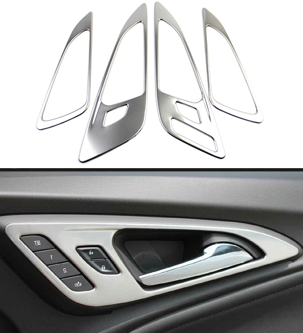 Silver Steel Inner Door Handle Frame Cover Trim for Chevrolet Malibu 2016-2021