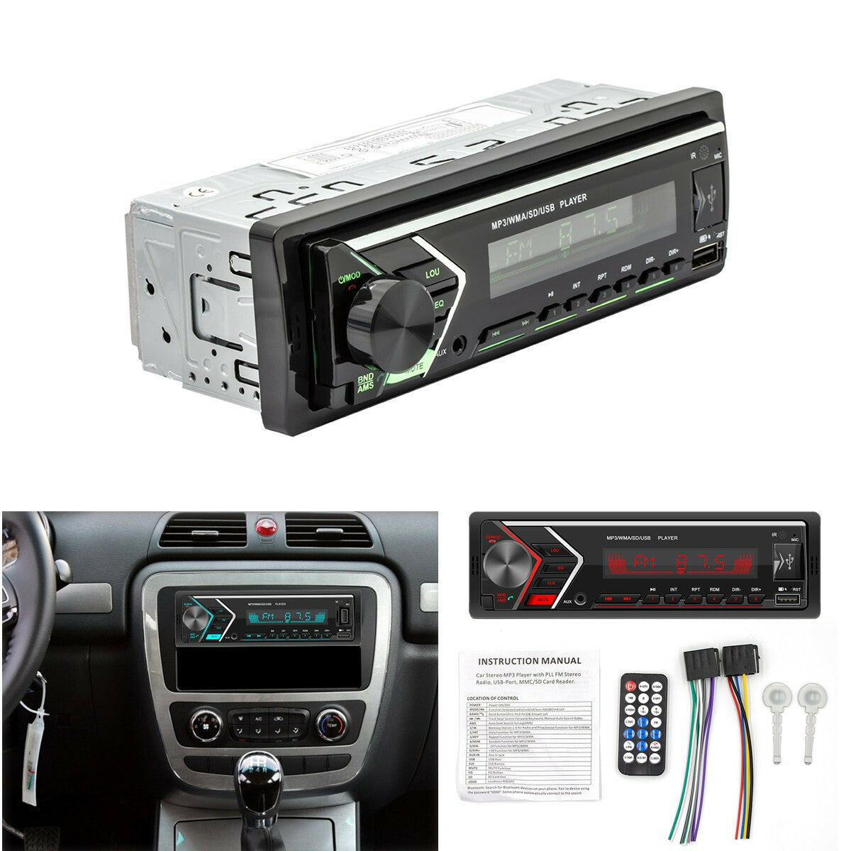Bluetooth stereo radio MP3 player kit with built-in FM/USB/TF/AUX receiver, suitable for cars. n