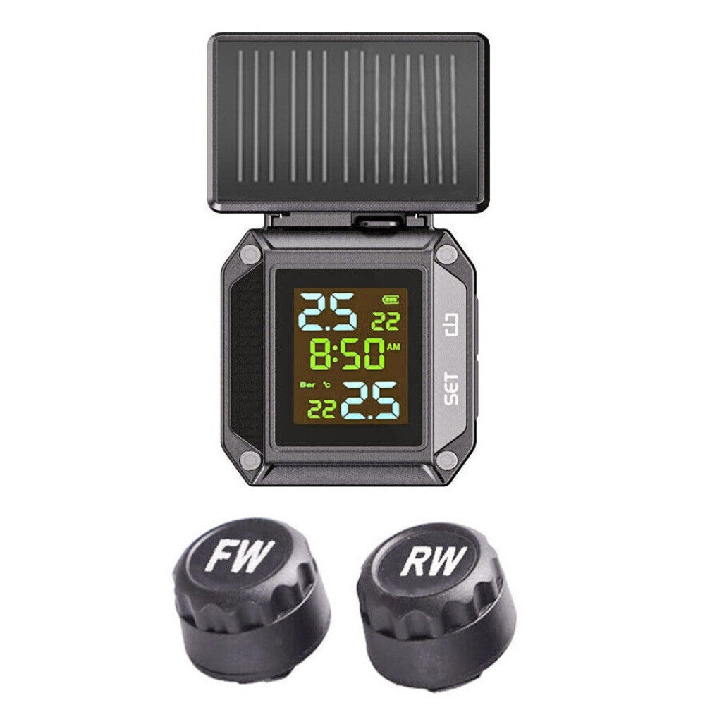Wireless TPMS Motorcycle Tire Pressure Monitoring System W/ 2x External Sensors n