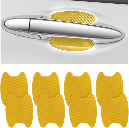 8Pcs Gold Carbon Fiber Car Door Handle Anti-Scratch Protector Film Sticker