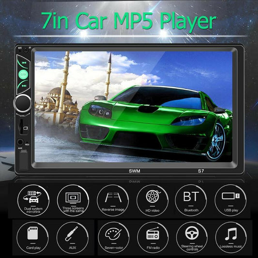 7-inch car stereo MP5 multimedia FM radio, 2-DIN video player, steering wheel buttons - n