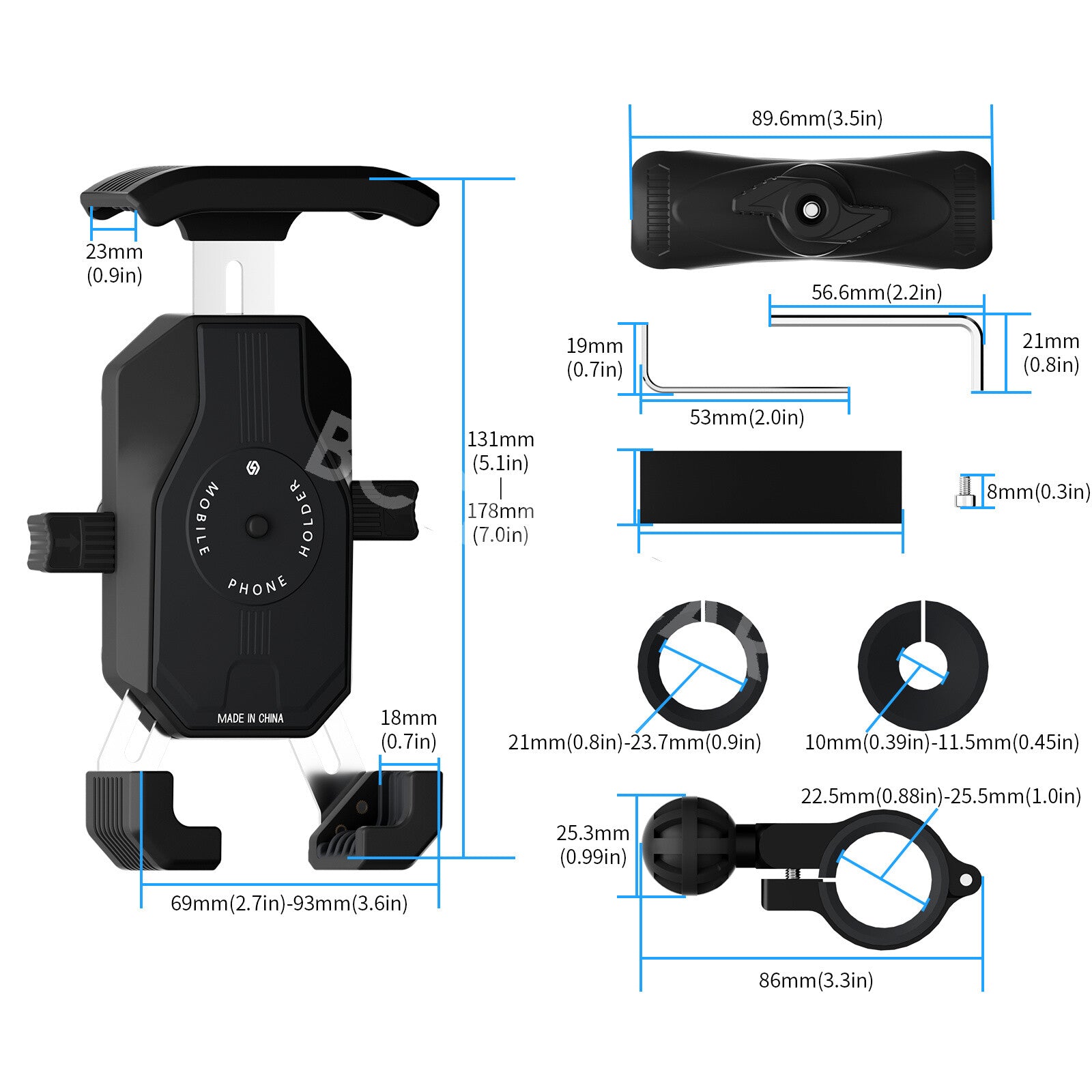Motorcycle Handlebar Mobile Phone Holder Adjustable Accessories For Apple Iphone Q
