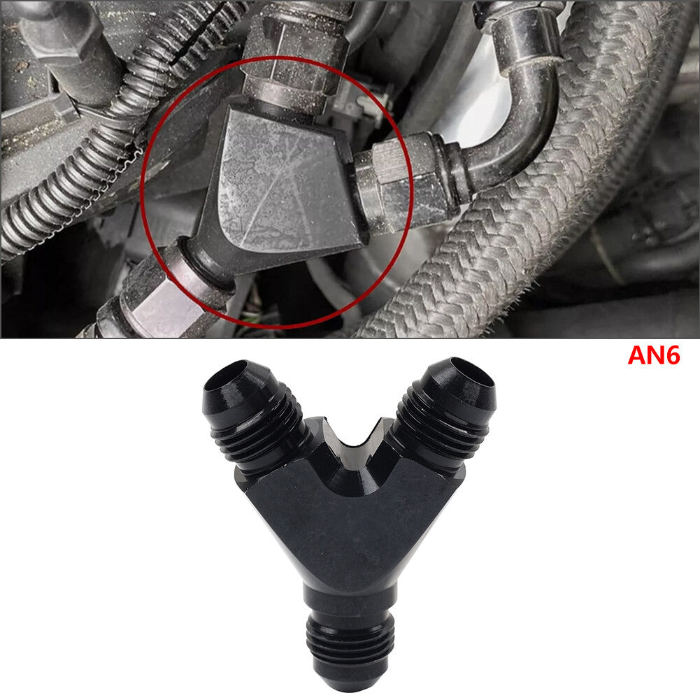 6AN AN6 Black Y Fuel Block Flare Union Junction Fitting Adapter Coupler Splitter