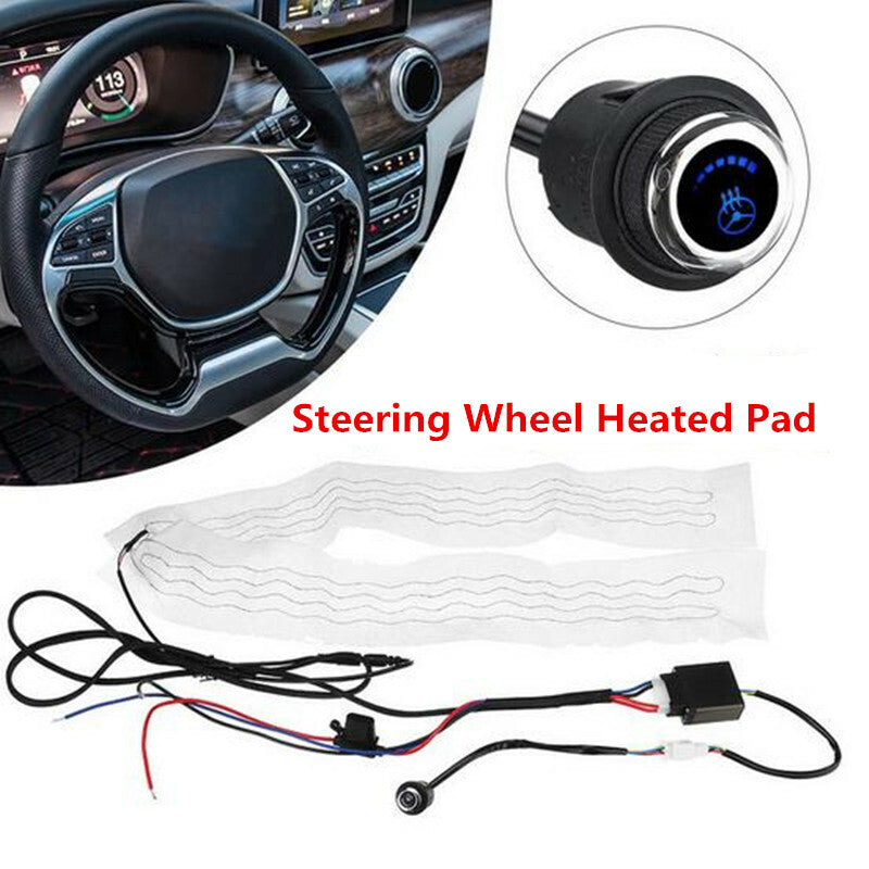 Car Modification Steering Wheel Heating Mat 12V Flocking Electric Heating Pad