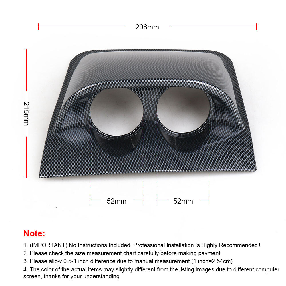Car Carbon Fiber Look Dash 2 Double Hole Gauge Meter Mount Holder Pod 2 52mm Q