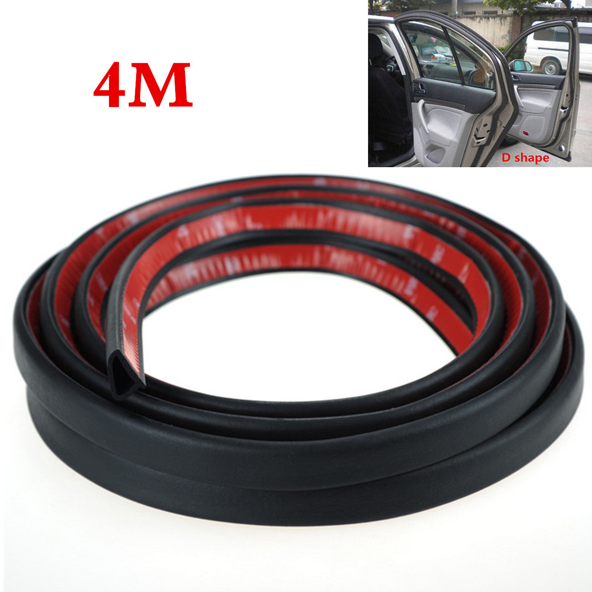 Car Door Seal Strip Sloping D-Type Edge Guard Protector Rubber Trim Soundproof
