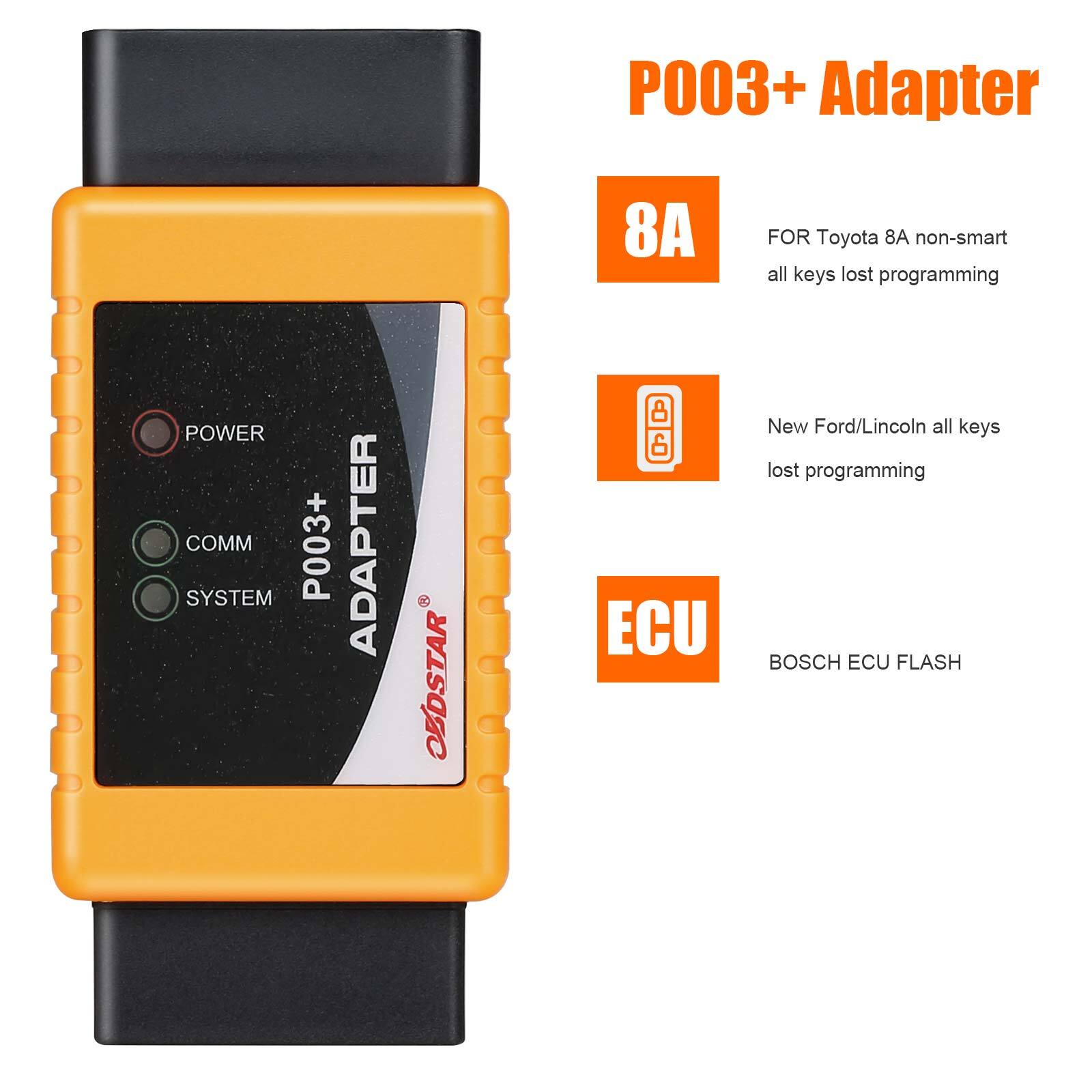 OBDSTAR P003+ Adapter Full Kit +for TOYOTA 8A Cable + for Ford All K-ey Lost Cable