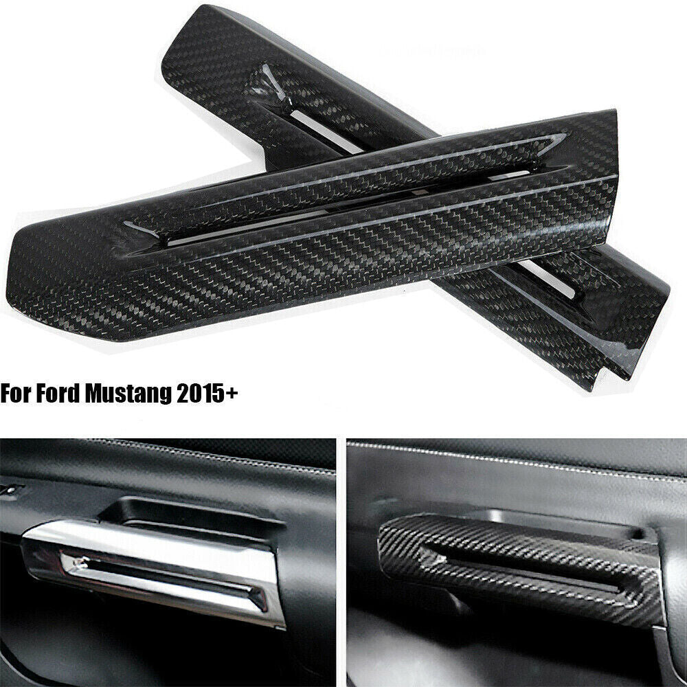 ABS Carbon Fiber Interior Door Armrest Decor Cover Trim for Ford for Mustang 2015-22