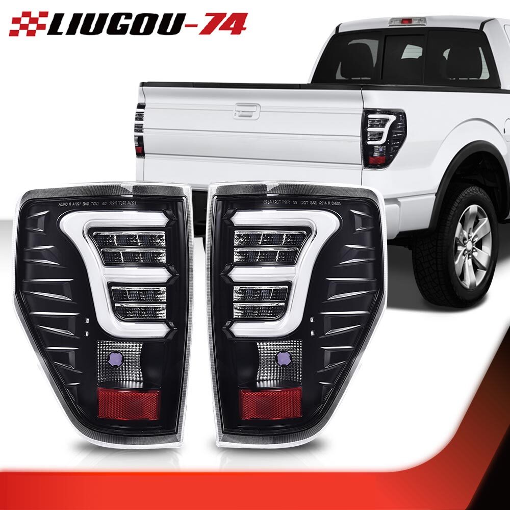 Suitable for 2009-2014 F150 full LED taillight brake stop light transparent/black- v