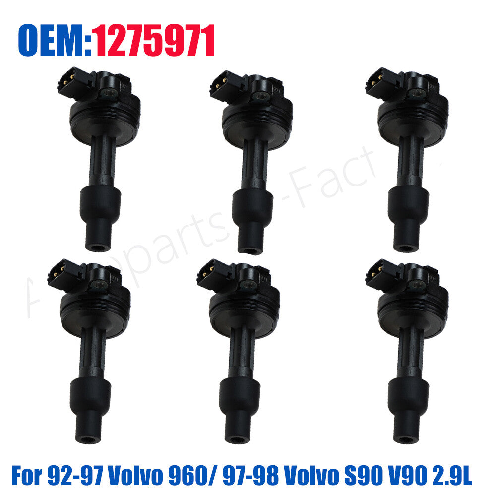 1275971 Set of 6PCS Ignition Coil for 92-97 for Volvo 960/ 97-98 for Volvo S90 V90 2.9L