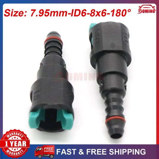 2PCS 7.95mm Fuel Line Hose Pipe Quick Release Female Connector 7.95 ID6 8x6 180¡ã Q