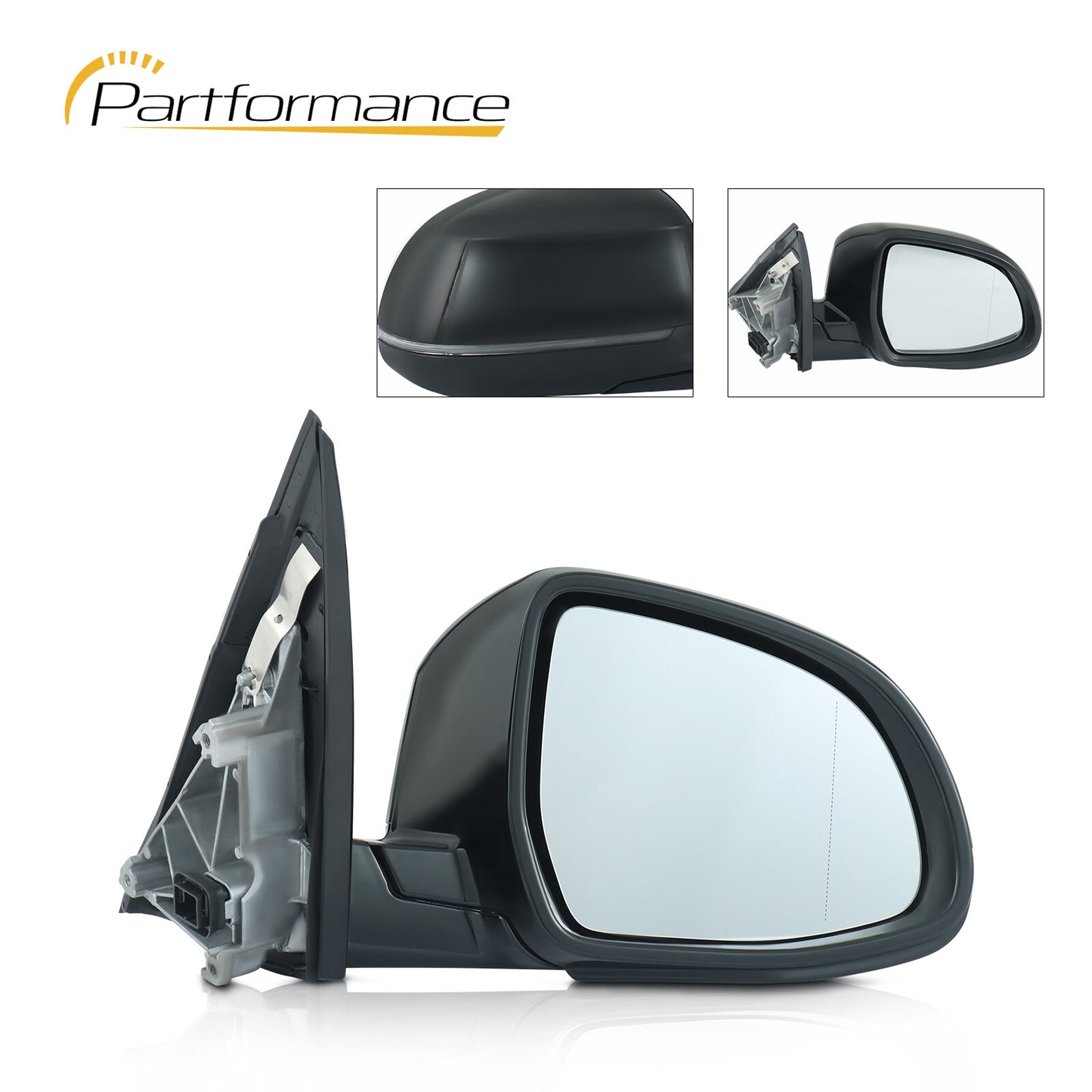Passenger side mirror, black, for BMW X3 2018 - 2023, power/turn signal 5-pin