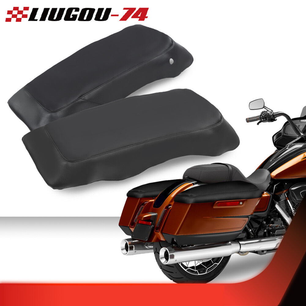 Fits 14-23 for Harley Touring FLH FLT Model Saddle Bag Cover PU Leather 2 Pieces - v