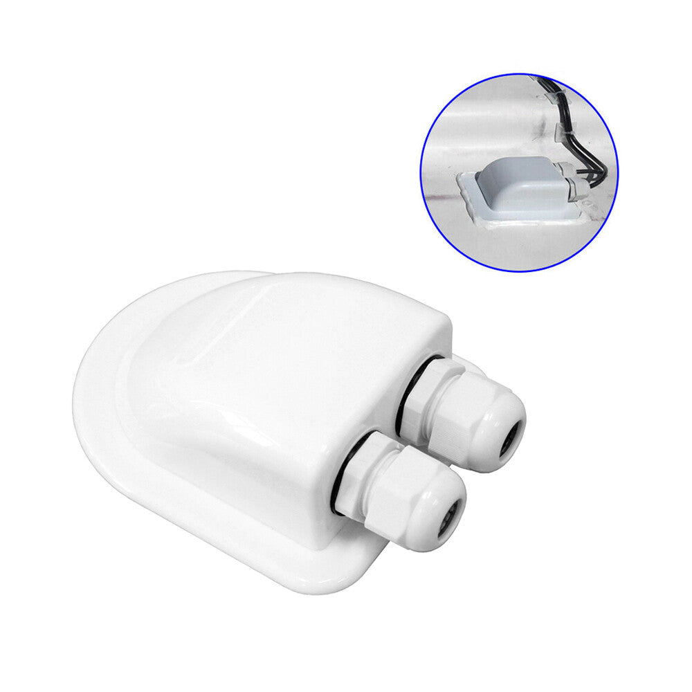 For Camper Caravan Boat Roof Top Solar Panel Double Cable Entry Gland Box White Q