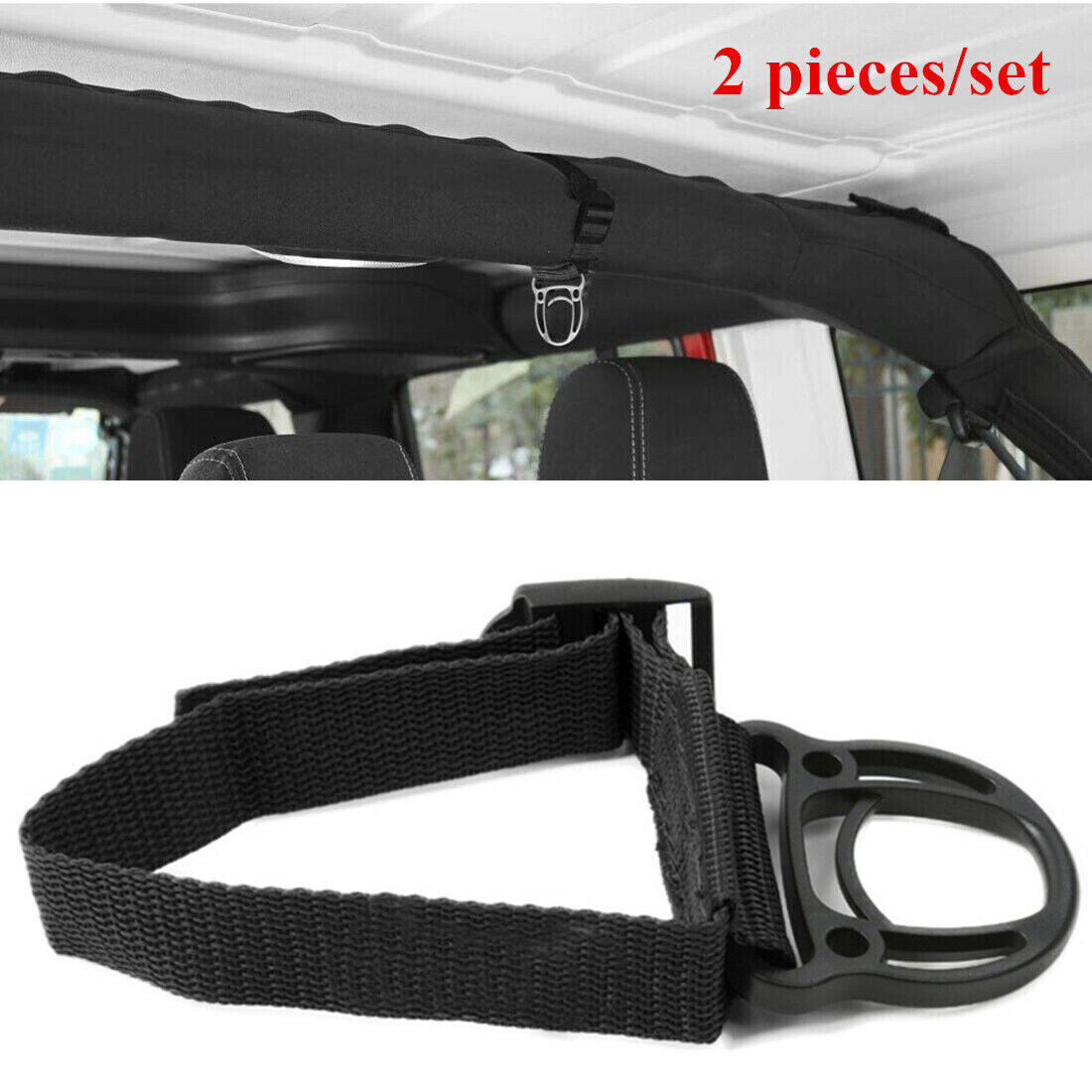 2-Piece Outer Hook for Jeep for Wrangler TJ JKU Sahara Unlimited Roller 2007-2023 Black - n