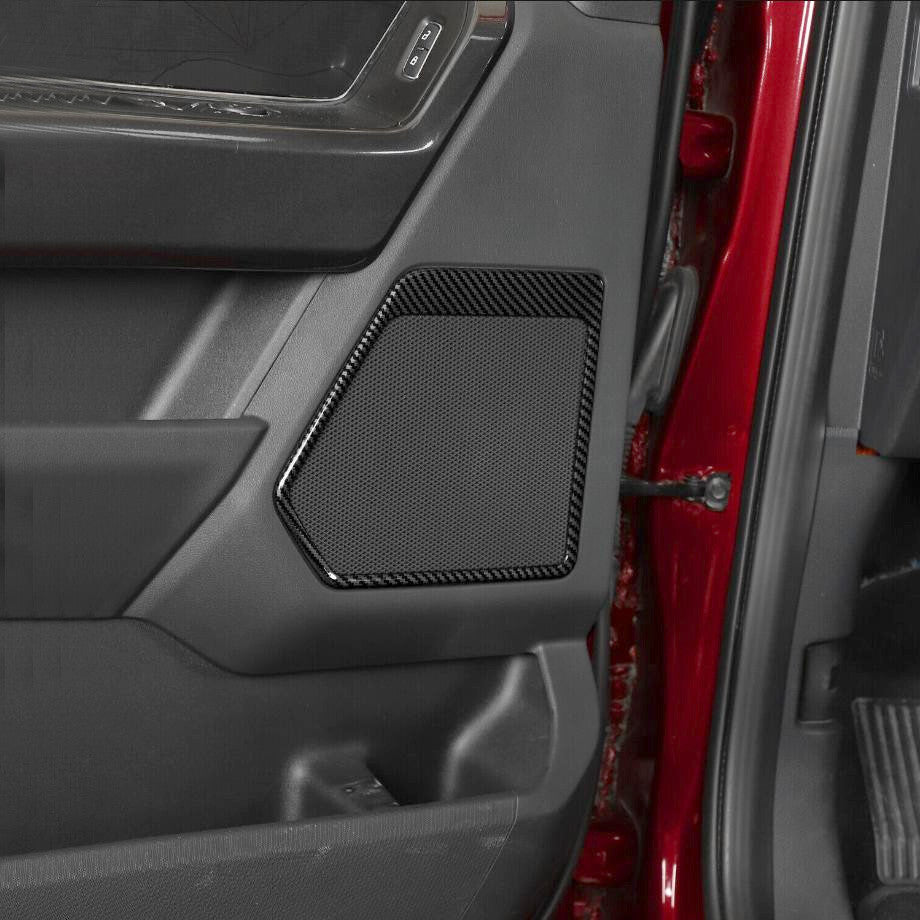 For 21-23 F150 Carbon Fiber Interior Door Speaker Cover Trim Frame 4P v
