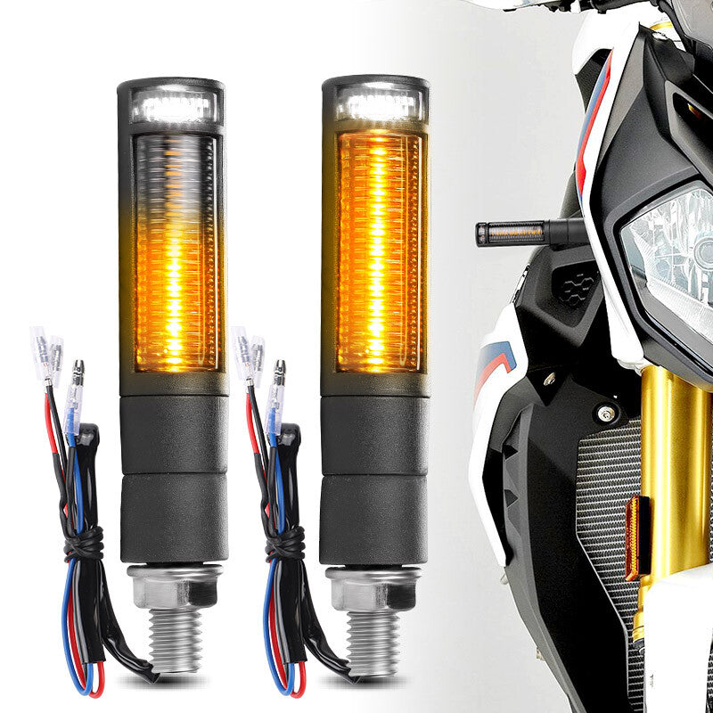 2pcs LED Motorcycle Flowing Turn Signal Indicator Light DRL Lamp Amber White 12V