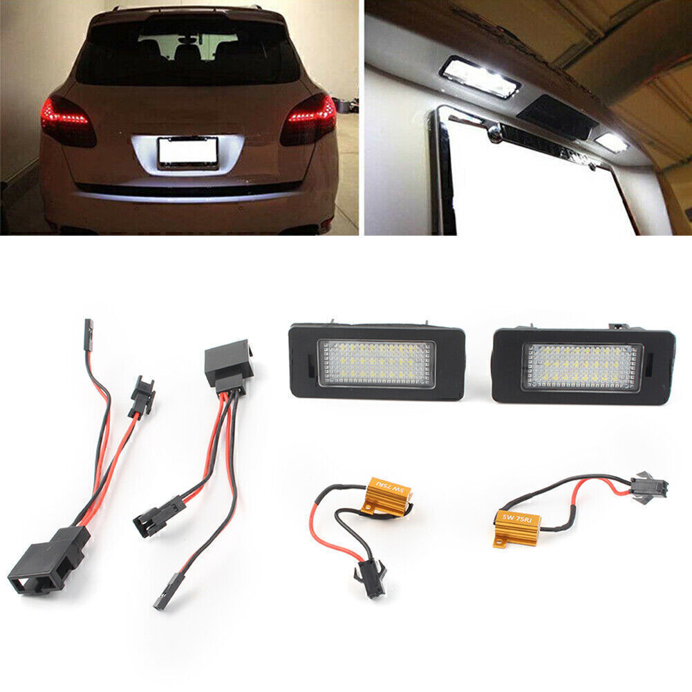 Fit for Porsche for Cayenne Touareg LED Number License Plate Lamps Lights Decoder