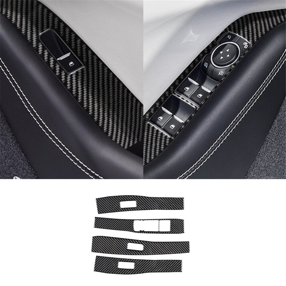 Carbon Fiber Window Lift Button Panel Trim Cover for Ford for Mustang Mach-E 2021-22