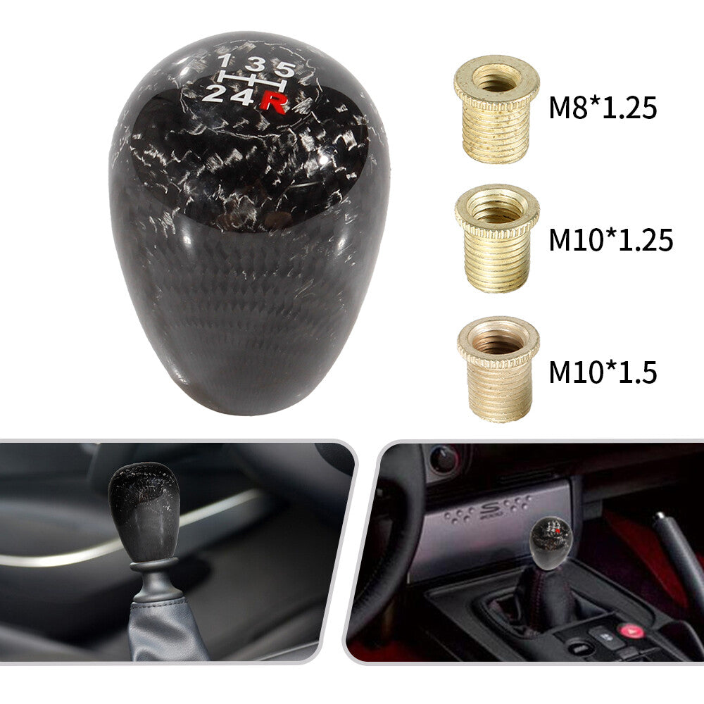 Black Real Carbon Fiber Car Universal Handle Gear Stick Shift Knob Shifter Lever