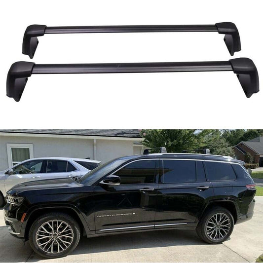 2PCS Aluminum Cross Bar Cargo Rack Rails 2022 Fits for Jeep Grand Cherokee Black