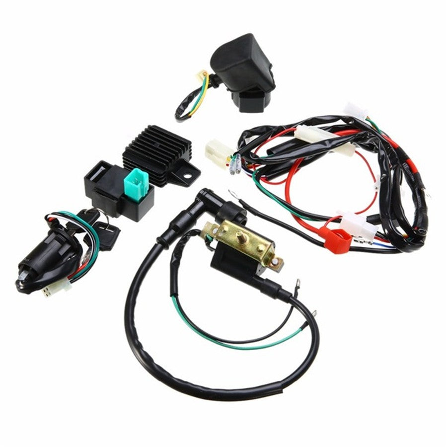 Motorcycle CDI Wiring Harness Loom Ignition Solenoid Coil Rectifier 50 110 125cc Q