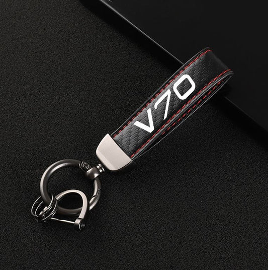 Suitable for V70 car keychains, key rings, key fobs, car accessories, black and red.
