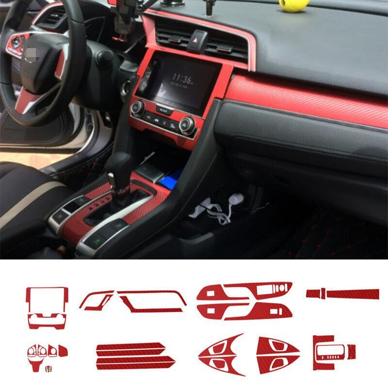 Leather Car Interior full kit 3D Rad Carbon Fiber Trim for Honda for Civic 16-21