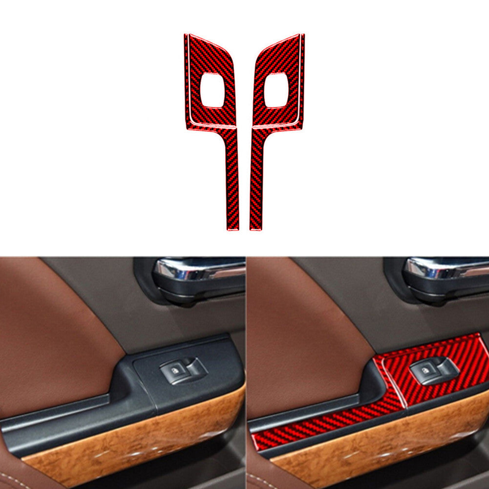 3Pcs Red Carbon Fiber Rear Watercup Holder Cover Trim for Camry 2007-2011 v
