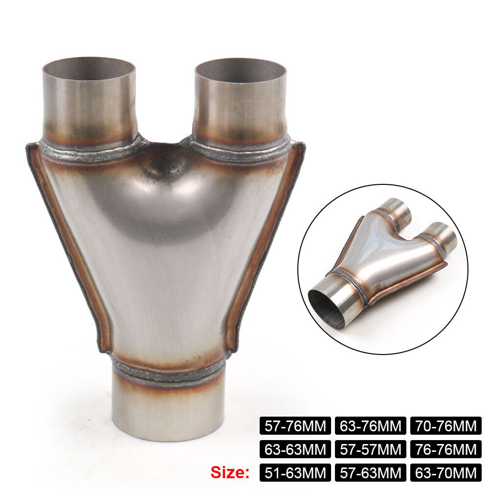 Multiple Size In Out Dual Universal Stainless Steel Y Pipe Adapter Exhaust Pipe Q