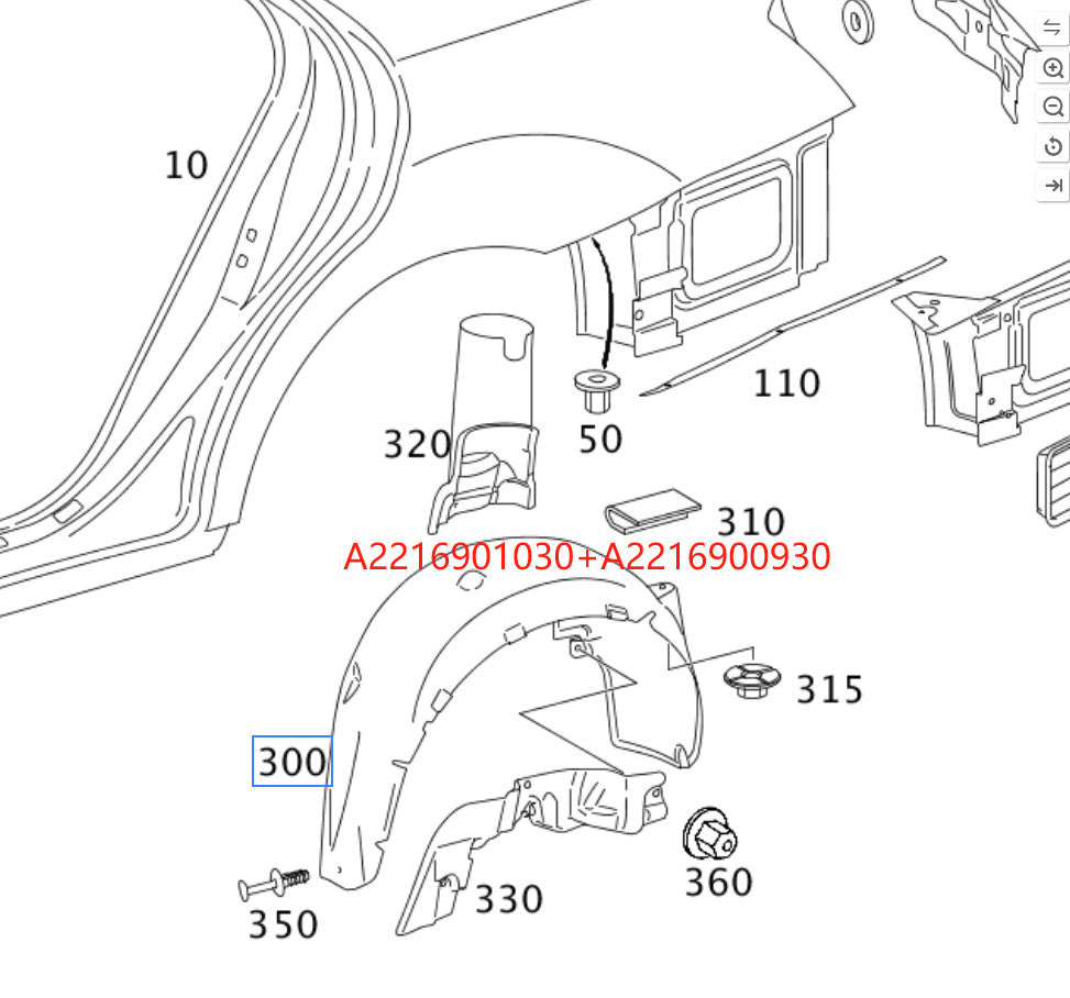 Fits for MERCEDES W221 Sedan Left and Right rear wheel arch Cover 2216900930