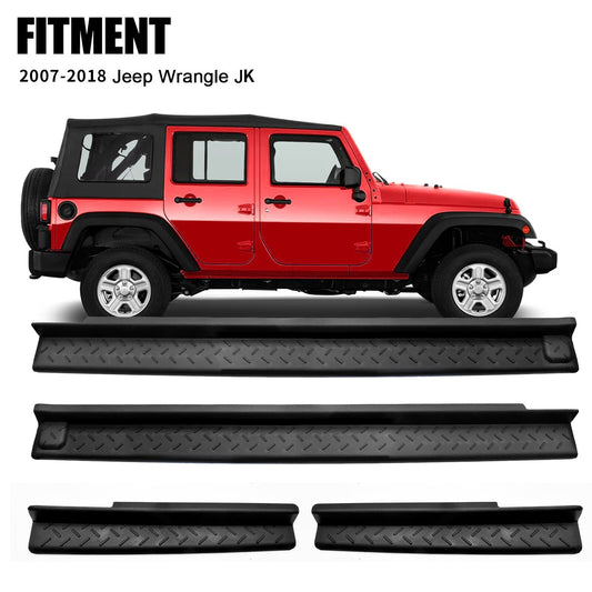4x For 07-18 for Jeep for Wrangler JK/JKU Door Sill Entry Guard Plate Protector Kits