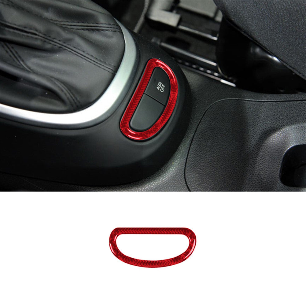 Red Carbon Fiber Gear Shift Console Button Trim For 2014-2017 for Fiat 500L