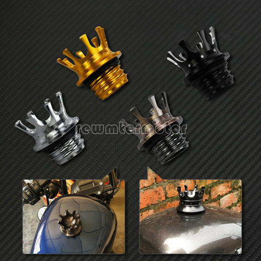 King Crown Gas Cap Fuel Tank Right-hand Thread Billet Aluminum Fit for Harley Q