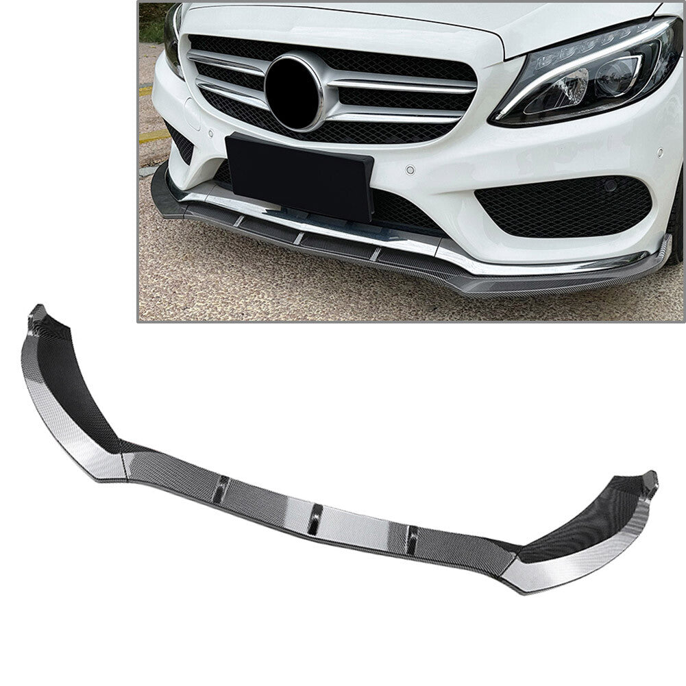 for Mercedes-Benz C Class 15-18 Carbon Black Front Bumper Lip Splitter Spoiler