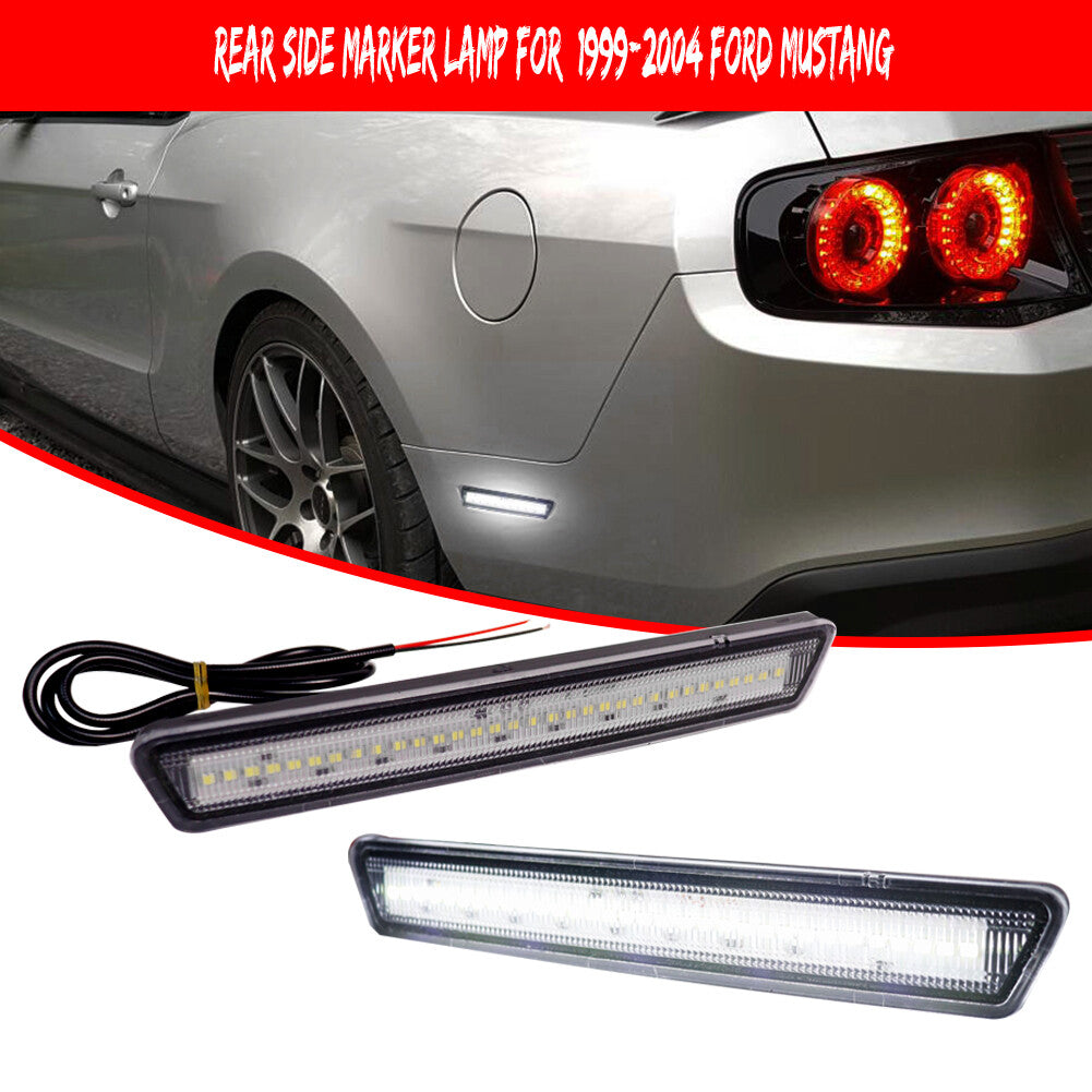 Clear Lens White LED Rear Bumper Side Marker Reflector Light for 1999-04 for - v
