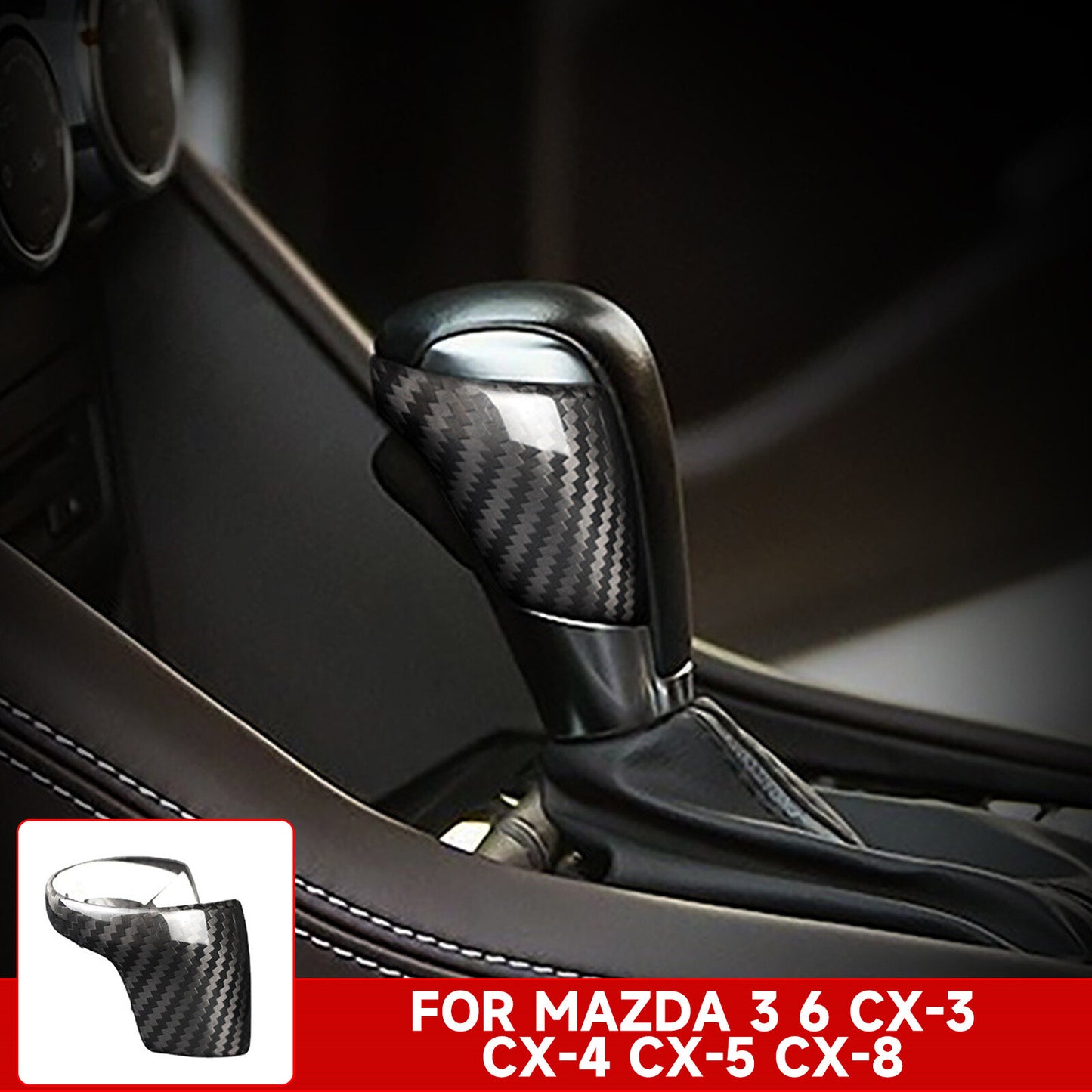 Carbon fiber gear shift cover trim for Mazda 3, 6, CX-3, CX-4, CX-5, CX-8 Q
